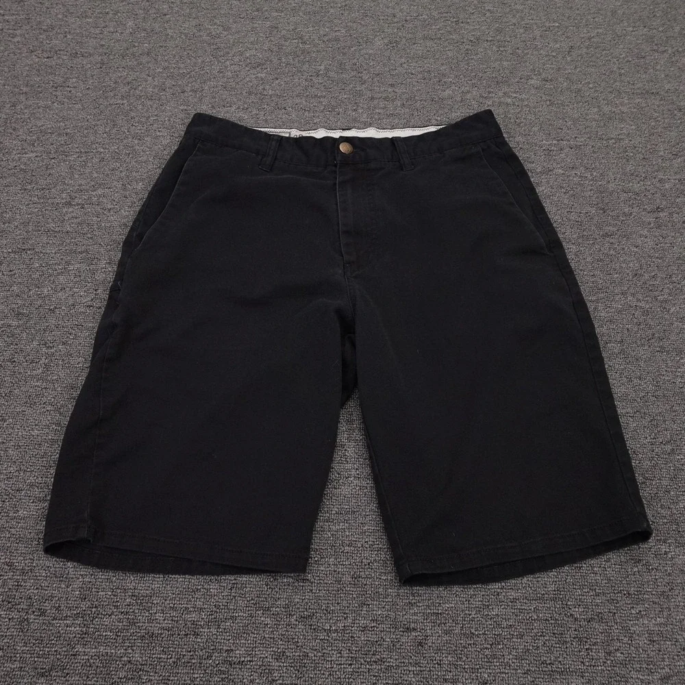 Volcom Shorts Mens 30 Black Chino Stretch 12 Inseam Casual Skate Summer